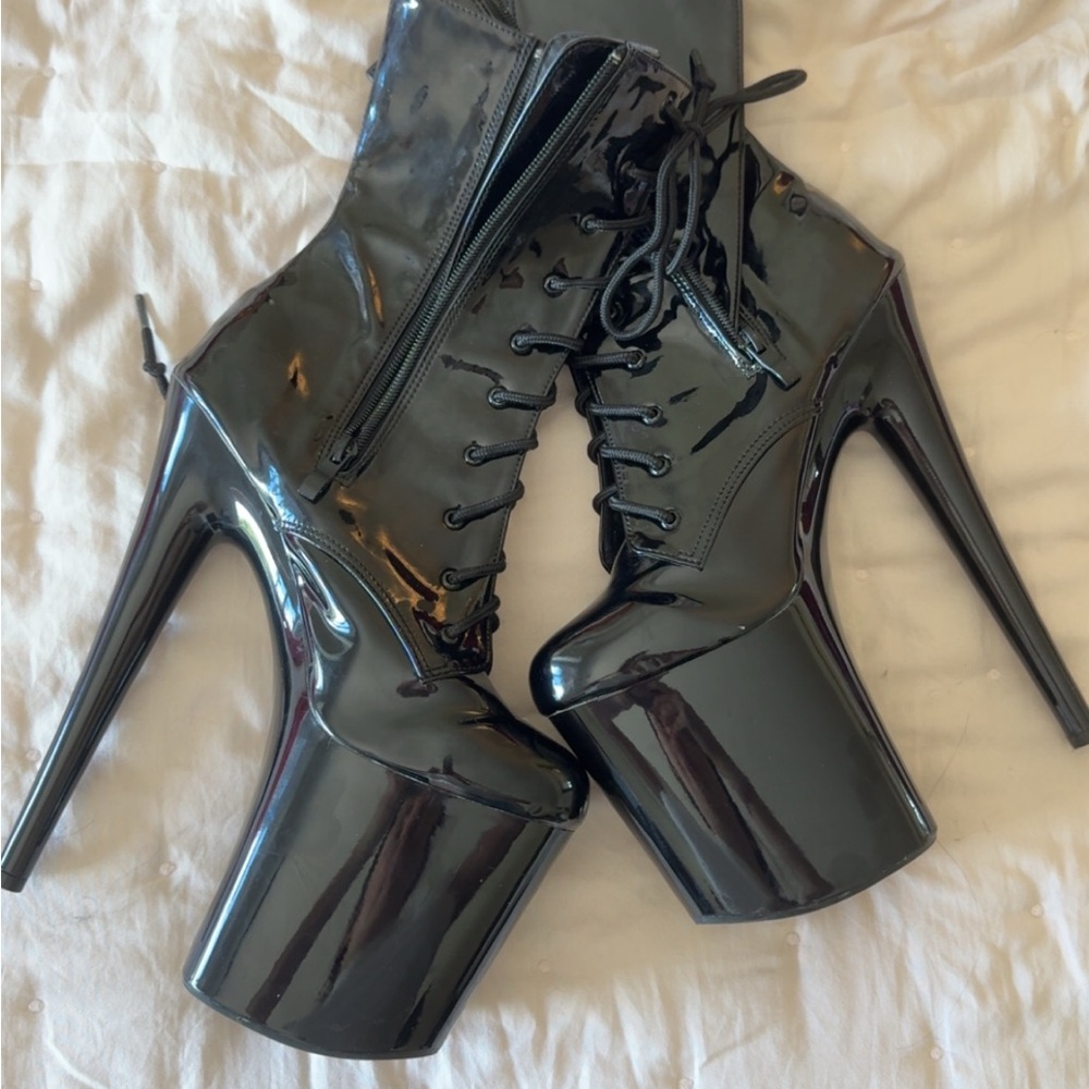 Black Platform Lace-Up Boots